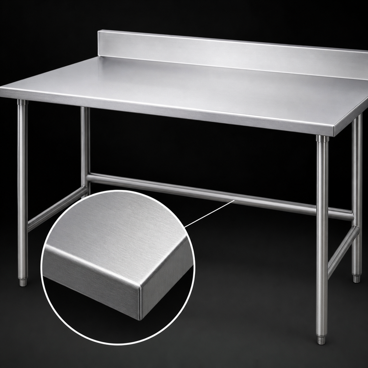 Product image #3 for Advance Tabco 60" x 24" 14-Gauge 304 Stainless Steel Open Base Work Table with 5" Backsplash