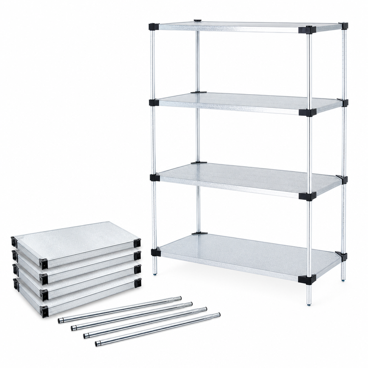 Product image #3 for Quantum 72-Inch Wide x 14-Inch Deep x 74-Inch High Solid Shelving Starter Kit, 4-Shelf, Stationary