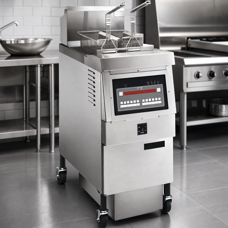 Product image #3 for Henny Penny OFE321.0 Heavy Duty Floor Model Electric Open Fryer, 1 Well, Stainless Steel