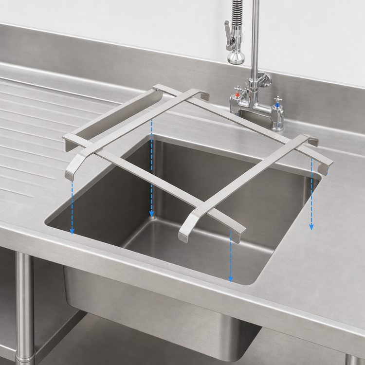 Product image #3 for John Boos Stainless Steel Dishtable Rack Slide for 20" x 20" Pre-Rinse Sink