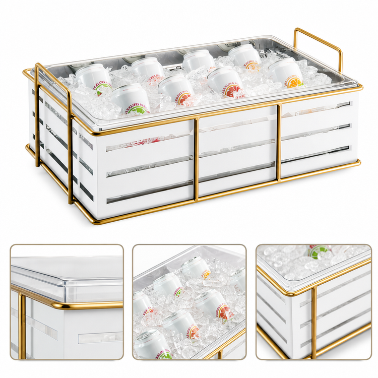 Product image #3 for Empire Rectangular Ice Housing with Clear Polycarbonate Pan and Gold Wire Frame, White