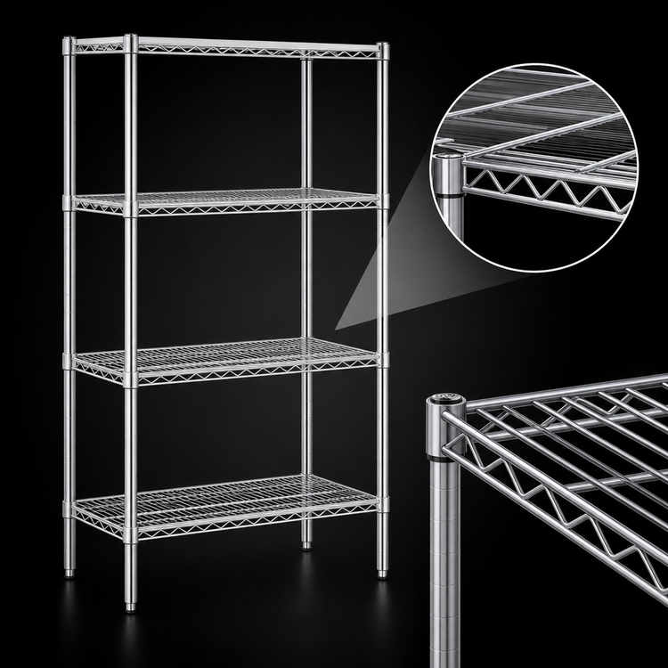Product image #3 for Eagle Group 4-Tier Chrome-Plated Wire Starter Shelving Unit, 24 x 24 x 63 Inches