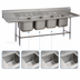Thumbnail image #3 for Advance Tabco Regaline 4-Compartment Stainless Steel Sink with Left and Right Drainboards, 129 1/2-Inch