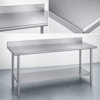 Thumbnail image #3 for Duke Manufacturing 316S-36108-5R Stainless Steel Cocktail Station Work Table, 108 x 36 Inches, 16-Gauge Top, 5-Inch Riser, Undershelf
