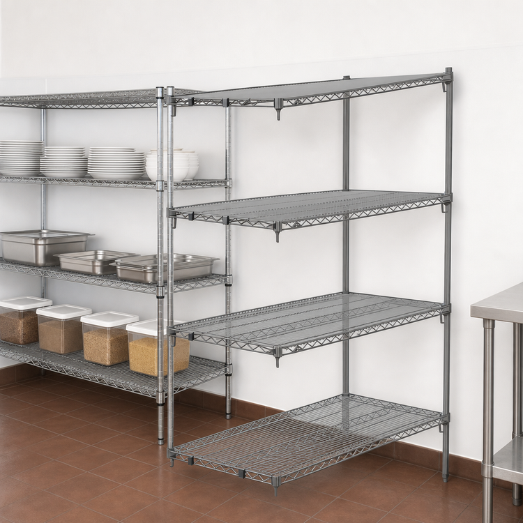 Product image #3 for Metro Super Erecta Super Adjustable Add-On Wire Shelving Unit, 48W x 21D x 63H, 4 Shelves, Chrome Plated