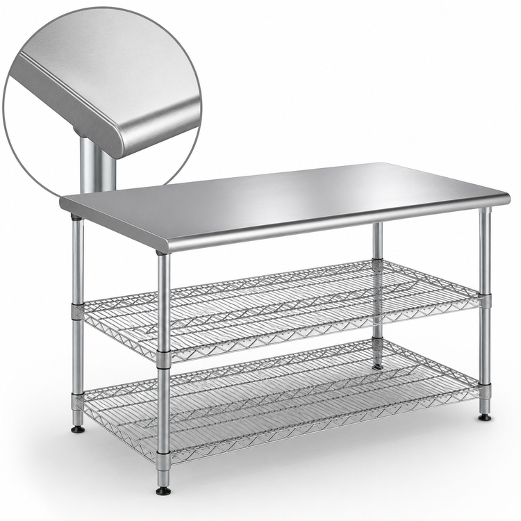 Product image #3 for Eagle AdjusTable 48 Inch x 30 Inch Stainless Steel Adjustable Work Table, Basic Unit with 2 Undershelves
