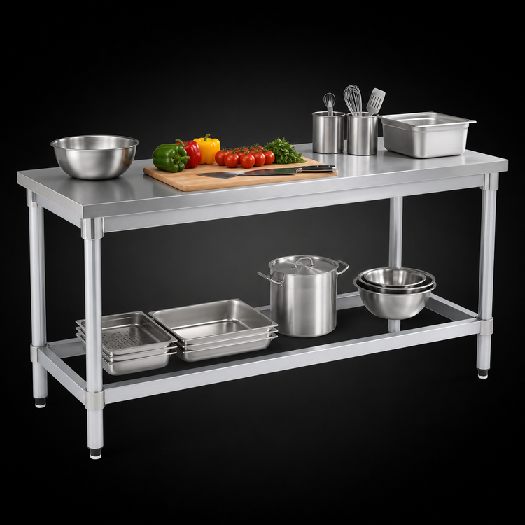 Product image #3 for New Age 60-Inch x 24-Inch Aluminum Work Table with 16-Gauge 304 Stainless Steel Top and Open Base