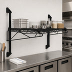 Thumbnail image #3 for Quantum WC14-CB1854BK Wall-Mount Cantilever Single Shelf Wire Shelving Unit, 54 x 18 Inches, Black Epoxy Finish