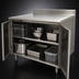 Thumbnail image #3 for Advance Tabco HK-SS-3010M Enclosed Work Table with Cabinet Base, Mid-Shelf, Hinged Doors, and 5-Inch Backsplash