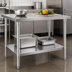 Thumbnail image #3 for John Boos SSK4-2430 30"W x 24"D 14-Gauge Type 300 Stainless Steel Undershelf for Work Tables