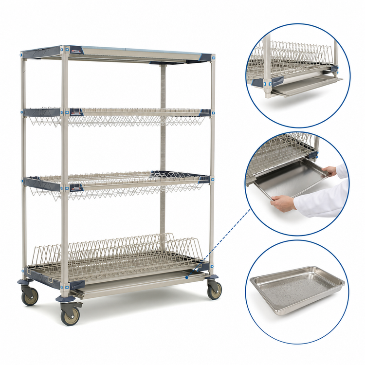 Product image #4 for MetroMax i 48-Inch Wide 4-Tier Mobile Drying Rack Unit with Drip Tray