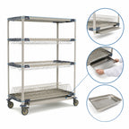 Thumbnail image #4 for Metro MetroMax i PR48VX3-XDR 48-Inch 4-Tier Mobile Plastic Drying Rack with Drip Tray