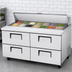 Thumbnail image #3 for True 60-Inch Two-Section Sandwich/Salad Prep Table with 4 Drawers and 16-Pan Top