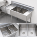 Thumbnail image #3 for Sapphire Manufacturing 2-Compartment Commercial Sink with Left Drainboard and Backsplash, 62-1/2 Inch W x 29-1/2 Inch D x 44-1/4 Inch H