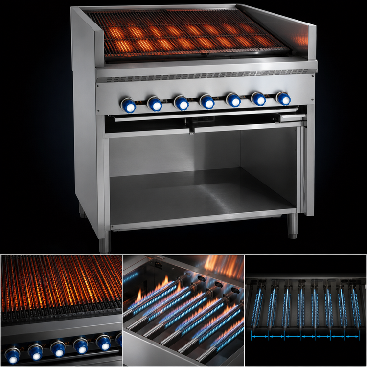 Product image #3 for Steakhouse IABF-72 72-Inch Gas Floor Model Charbroiler with Cast Iron Radiants