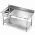 Thumbnail image #3 for 48-Inch x 30-Inch Stainless Steel Work Table With Left Prep Sink, 5-Inch Backsplash, and Undershelf