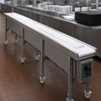 Thumbnail image #3 for Dinex DXIESFB18 18-Foot Fabric Belt Tray Make-Up Conveyor, Variable Speed, Stainless Steel Frame, Air Glide Slider Pan