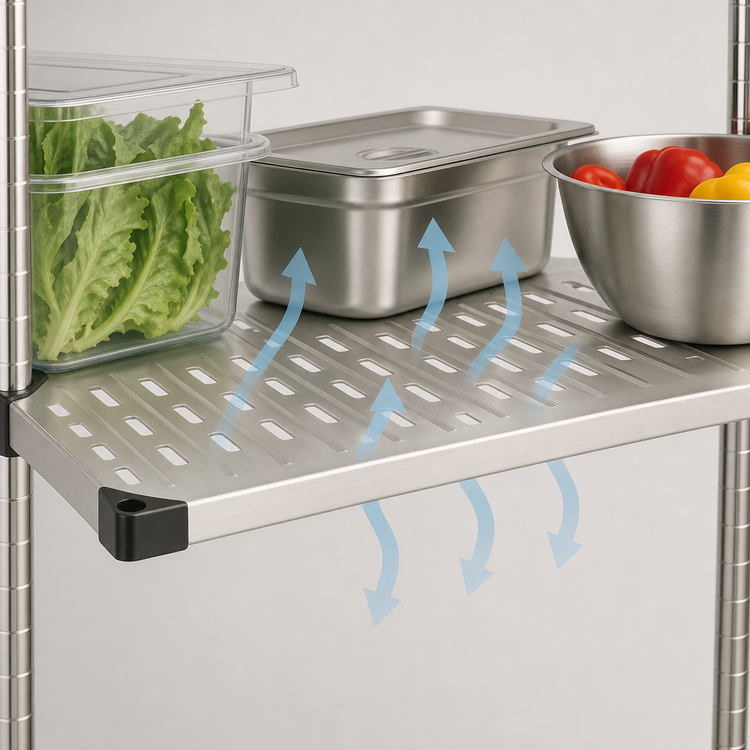 Product image #3 for Metro Super Erecta 24" x 14" Louvered/Embossed Stainless Steel Shelf with Raised Ship's Edge