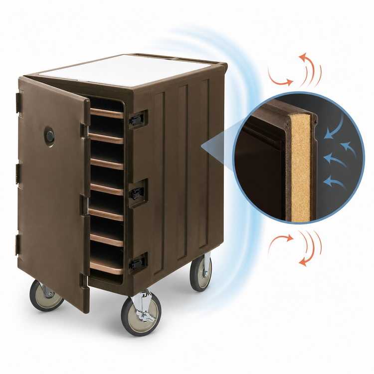 Product image #4 for Cambro Camcart Insulated Tray and Sheet Pan Cart with Removable Cutting Board, 7-Tray, Dark Brown