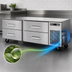 Thumbnail image #3 for Randell 105-Inch Self-Contained Refrigerated Chef Base Equipment Stand with 6 Drawers and Left-Side Mounted Compressor