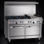 Thumbnail image #3 for Southbend (Middleby) Ultimate 4482EE-2T 48-Inch Gas Restaurant Range with 4 Open Burners, 24-Inch Thermostatic Griddle, 2 Ovens