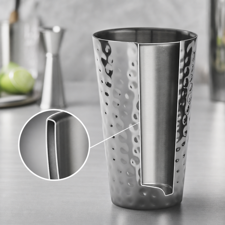 Product image #3 for American Metalcraft 16 oz Hammered Stainless Steel Double-Wall Tumbler, Mirror Finish