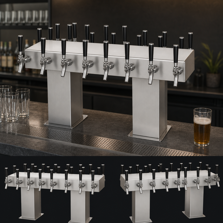 Product image #3 for Back-to-Back Bridge Tee Countertop Draft Beer Tower, Extra High, 16 Faucets, Glycol-Cooled