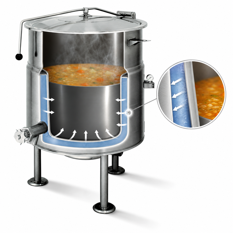 Product image #3 for 100-Gallon Electric Tri-Leg 2/3 Jacketed Steam Kettle