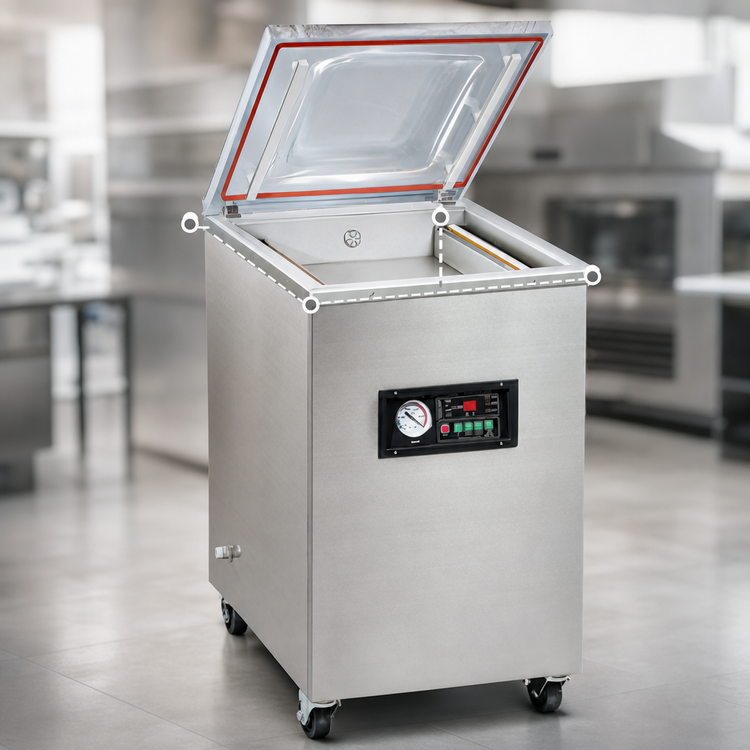 Product image #3 for Omcan VP-CN-1273 Heavy-Duty Single-Chamber Floor Model Vacuum Packaging Machine with 20.5-Inch Double Seal Bar