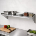 Thumbnail image #3 for Klinger's Trading WS1648 48" W x 16" D 400 Series Stainless Steel Wall-Mounted Shelf, 18 Gauge, NSF
