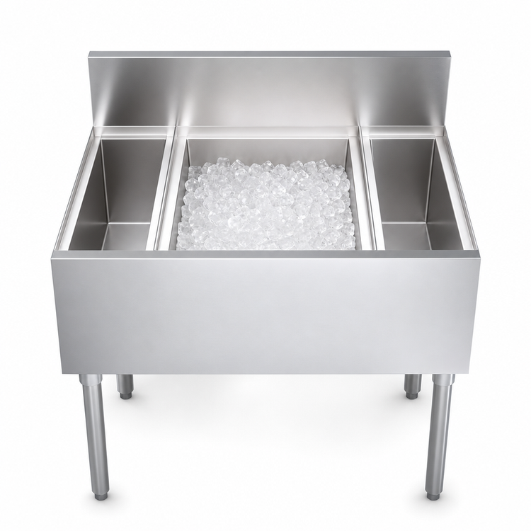 Product image #3 for Krowne Royal Series 34-Inch Underbar Speed Multi Station with 18-Inch Center Ice Bin and Dual 8-Inch Insulated Bottle Wells