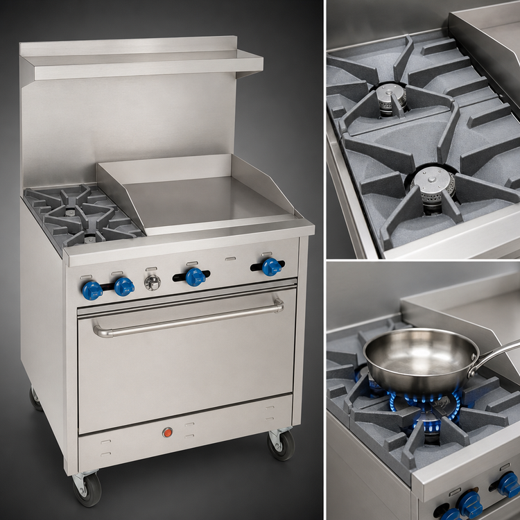 Product image #3 for Comstock-Castle F330-24 36-Inch Commercial Gas Range with 24-Inch Griddle and Standard Oven