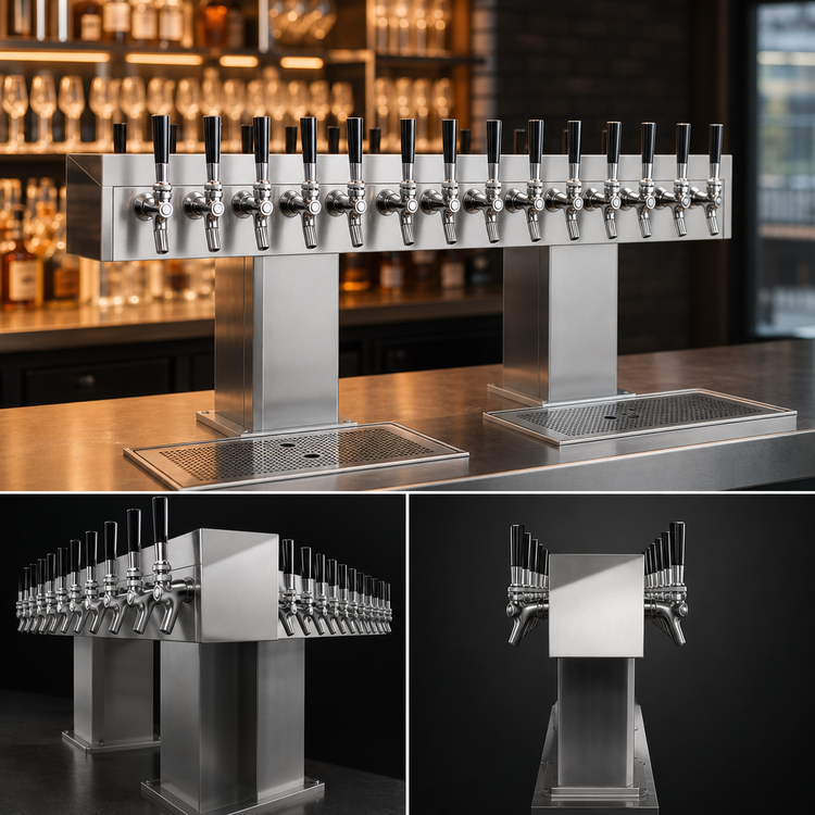 Product image #3 for Perlick 4006-16BX16B2 32-Faucet Back-to-Back Bridge Tee Glycol-Cooled Draft Beer Tower