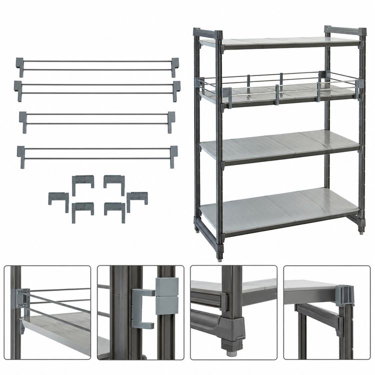 Product image #4 for Cambro Camshelving Elements Full Shelf Rail Kit, 24 x 60 x 4-1/4 Inches, Soft Gray