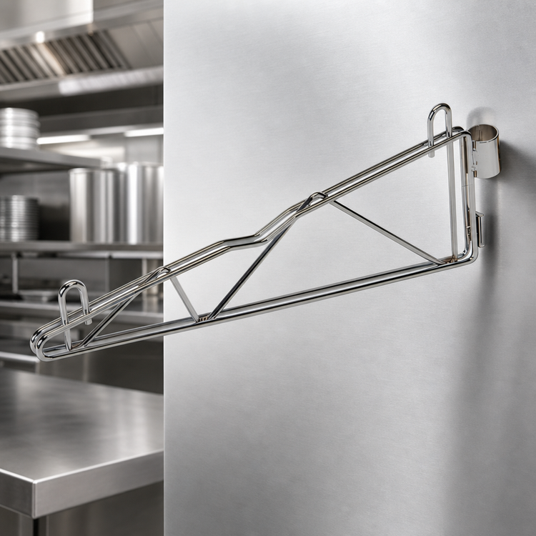 Product image #3 for Quantum 14-Inch Deep Stainless Steel Single Post Cantilever Wall Mount Shelf Support