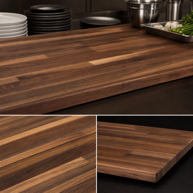 Product image #3 for Boos Block American Black Walnut Blended Edge Grain Kitchen Countertop, 60 x 32 x 1.5 Inches, Penetrating Oil Finish