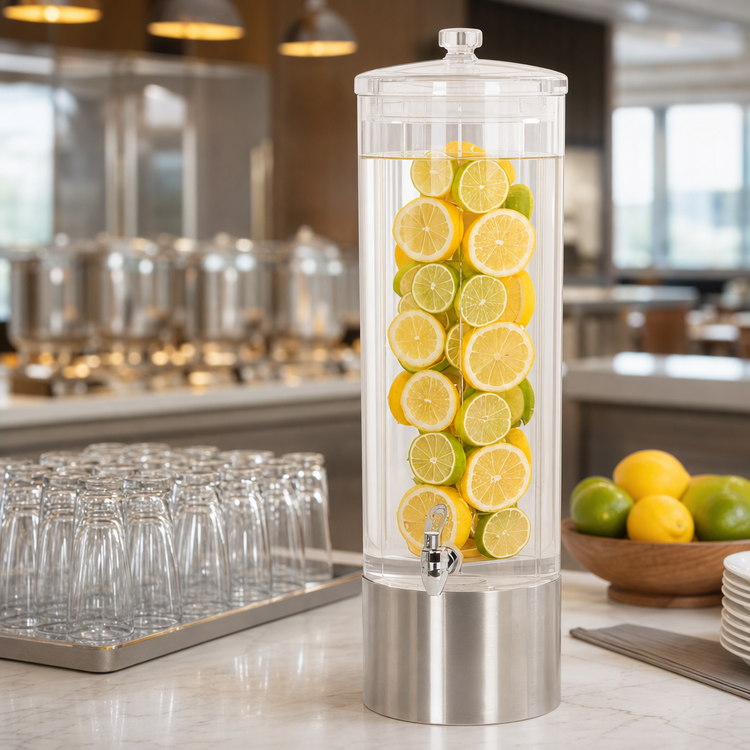 Product image #3 for 3 Gallon BPA-Free Acrylic Beverage Dispenser with Infusion Chamber and Stainless Steel Base
