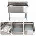 Thumbnail image #4 for KoolMore 51-Inch 3-Compartment Stainless Steel Commercial Sink with Backsplash and Legs