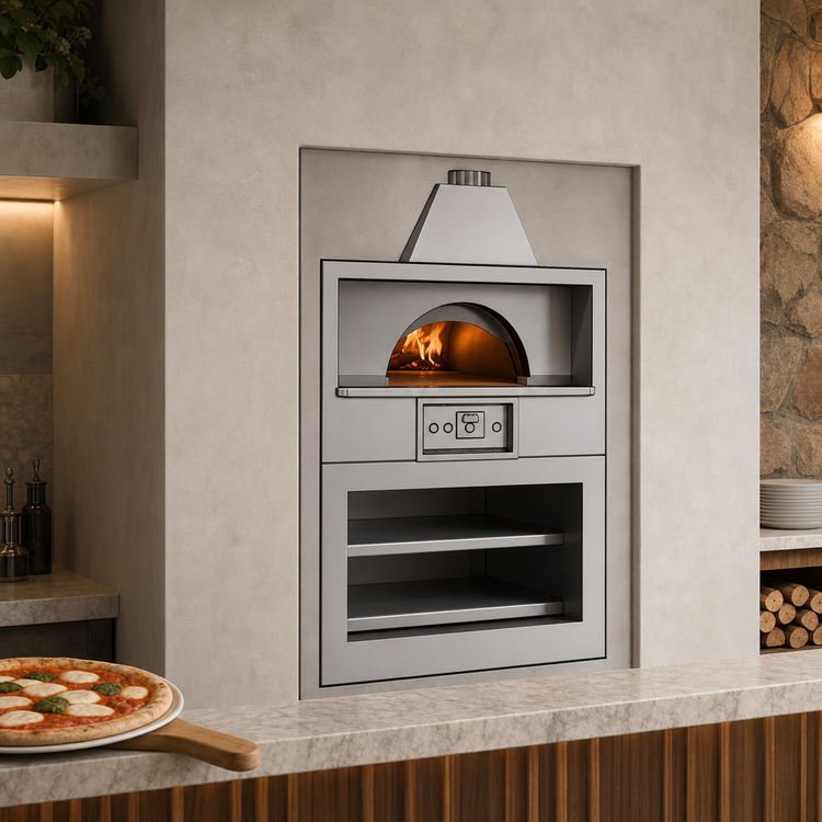 Product image #3 for Marra Forni Enclosed Facade Wood-Fired Brick Pizza Oven with Stand, 59-Inch Round Deck