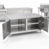 Thumbnail image #3 for John Boos 84-Inch x 36-Inch Stainless Steel Enclosed Work Table with Cabinet Base and Hinged Doors