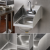 Thumbnail image #3 for Eagle Group Wall-Mounted Hand Sink with Side Splashes, Faucet and Basket Drain