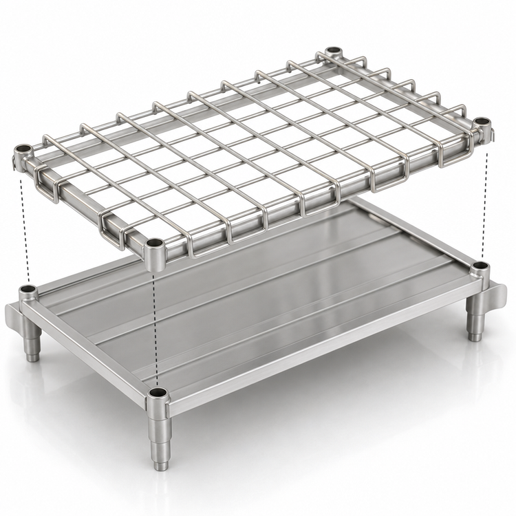 Product image #3 for Eagle Group Chrome Dunnage Shelf with Removable Wire Mat, 30" W x 21" D