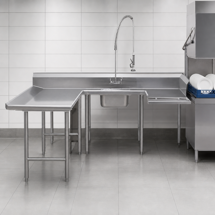 Product image #3 for Advance Tabco Left-Hand U-Shaped Soiled Dish Table with Pre-Rinse Sink and Landing
