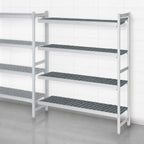Thumbnail image #3 for Fermod Fermostock 4R52C71-E 4-Tier Perforated Polymer Shelving Add-On Unit, 52"W x 22"D x 71"H, Gray