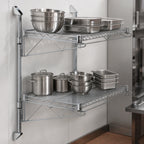 Thumbnail image #3 for Quantum WC34-CB2424C Cantilever Double-Shelf Wall-Mount Wire Shelving Unit, 24 x 24 x 34 Inches, Chrome