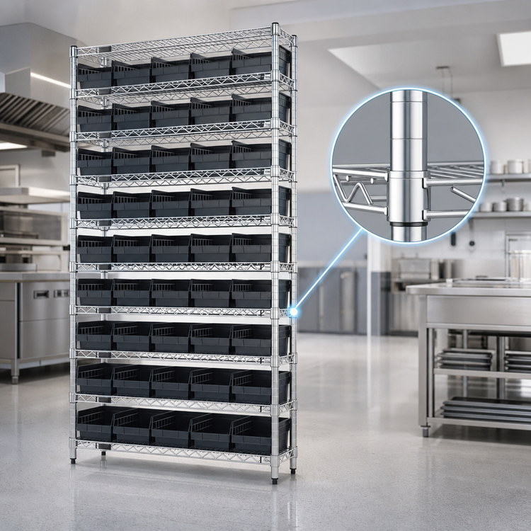 Product image #3 for Quantum Conductive Bin Wire Shelving System with 12 Shelves and 55 Bins