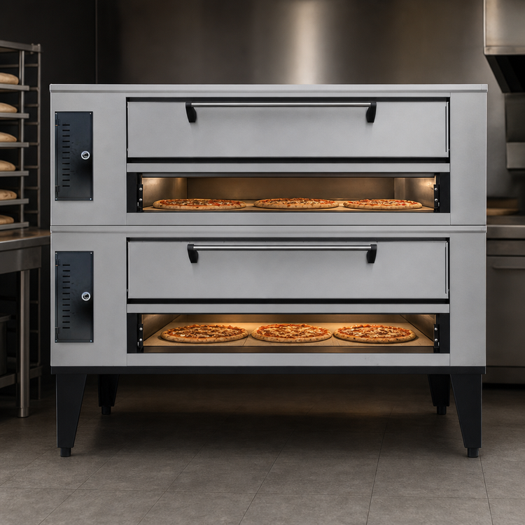 Product image #3 for Marsal SD-10866 Stacked Gas Double Deck Pizza Oven with Two 44 x 66 Inch Baking Chambers