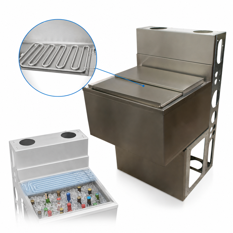 Product image #4 for BK Resources 43-Inch Underbar Ice Bin with 7-Circuit Cold Plate, 167 lb Capacity