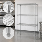 Thumbnail image #3 for Quantum WR86-2172S Stationary Stainless Steel Wire Shelving Starter Kit, 72"W x 21"D x 86"H, 4 Shelves, 4 Posts