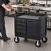 Thumbnail image #3 for TradeMaster Mobile Cabinet Cart, 24 x 36 Shelf Size, 4 Drawers, 1 Door, 750 lb Capacity, Black